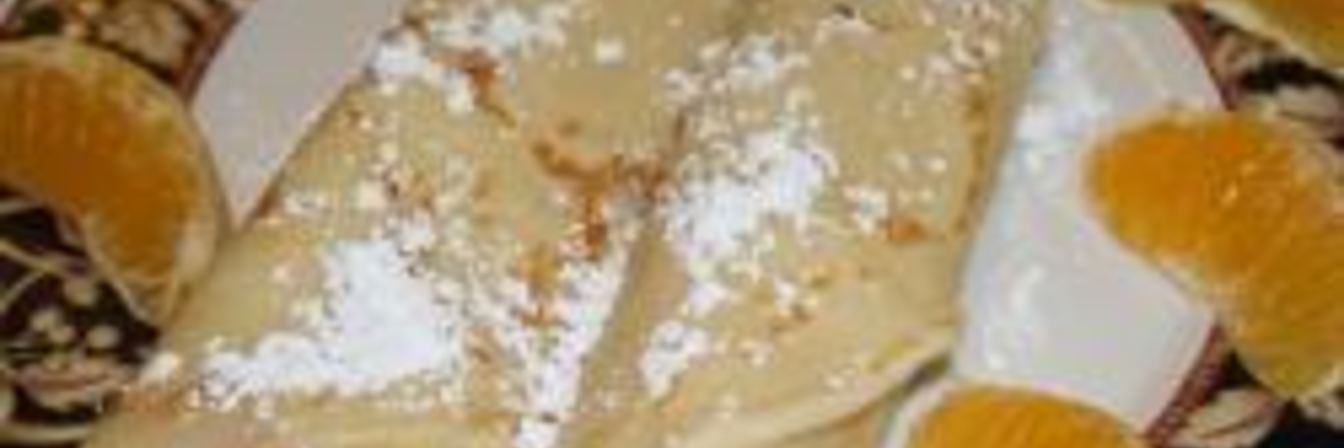 Блинчики с творогом, вареньем и апельсинами