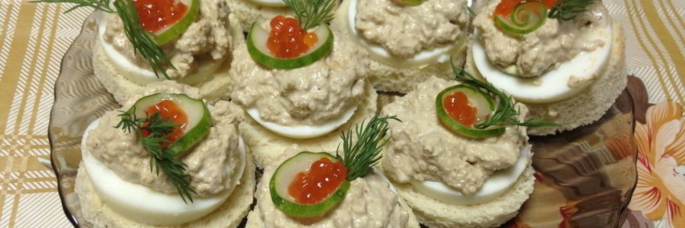 Бутерброды с печенью трески