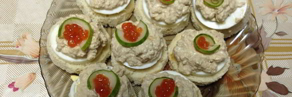 бутерброды с печенью трески