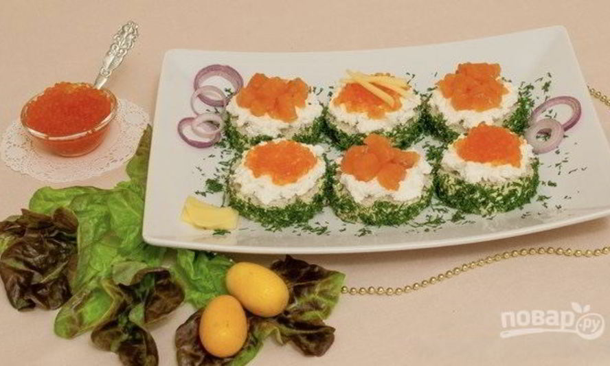 Рецепт бутербродов с семгой и красной икрой