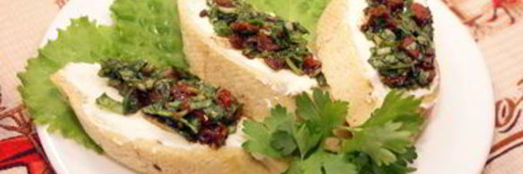 бутерброды с зеленью и творожным сыром