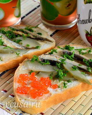Бутерброды со шпротами и икрой
