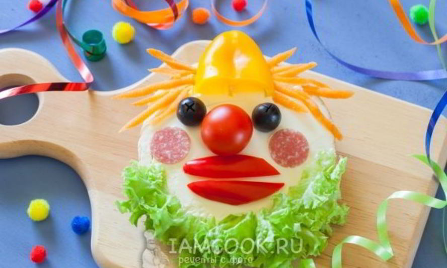 Рецепт детского бутерброда клоун