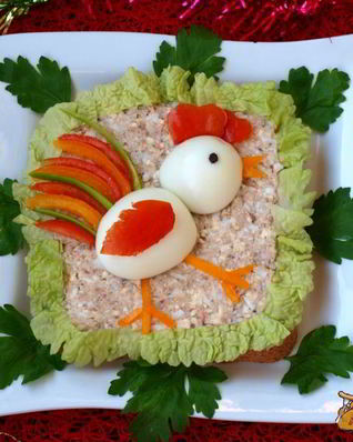 Новогодний бутерброд Петушок