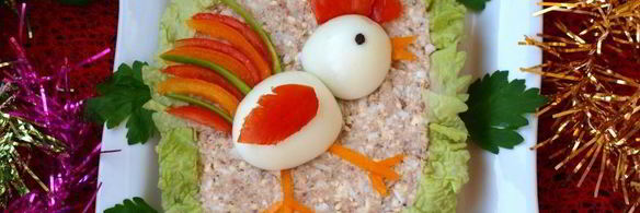 новогодний бутерброд петушок