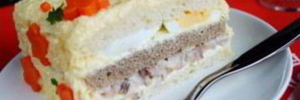 закусочный бутербродный торт с рыбой