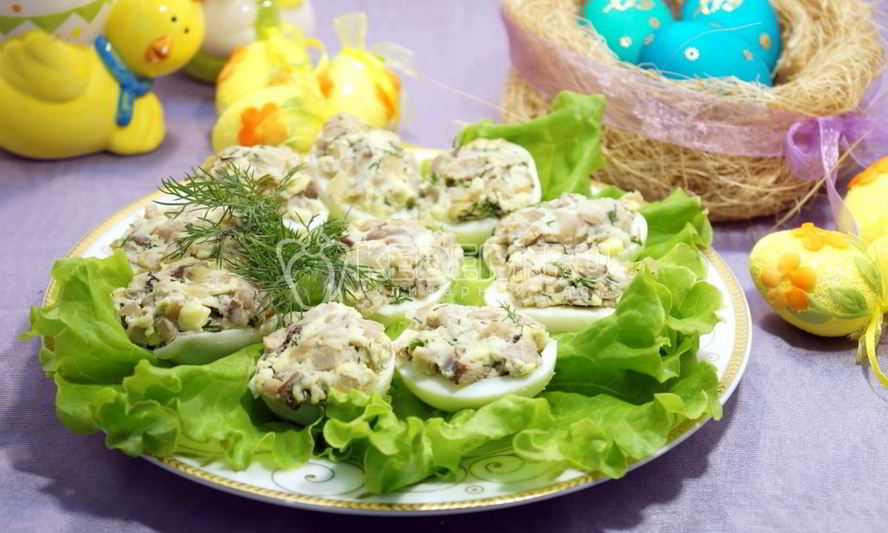 Рецепт яиц фаршированных грибами