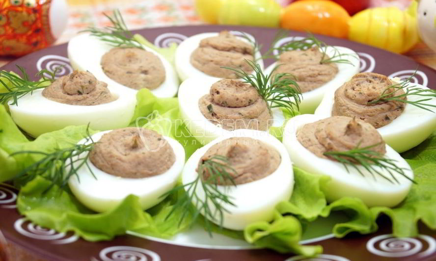 Рецепт яиц фаршированных печенью