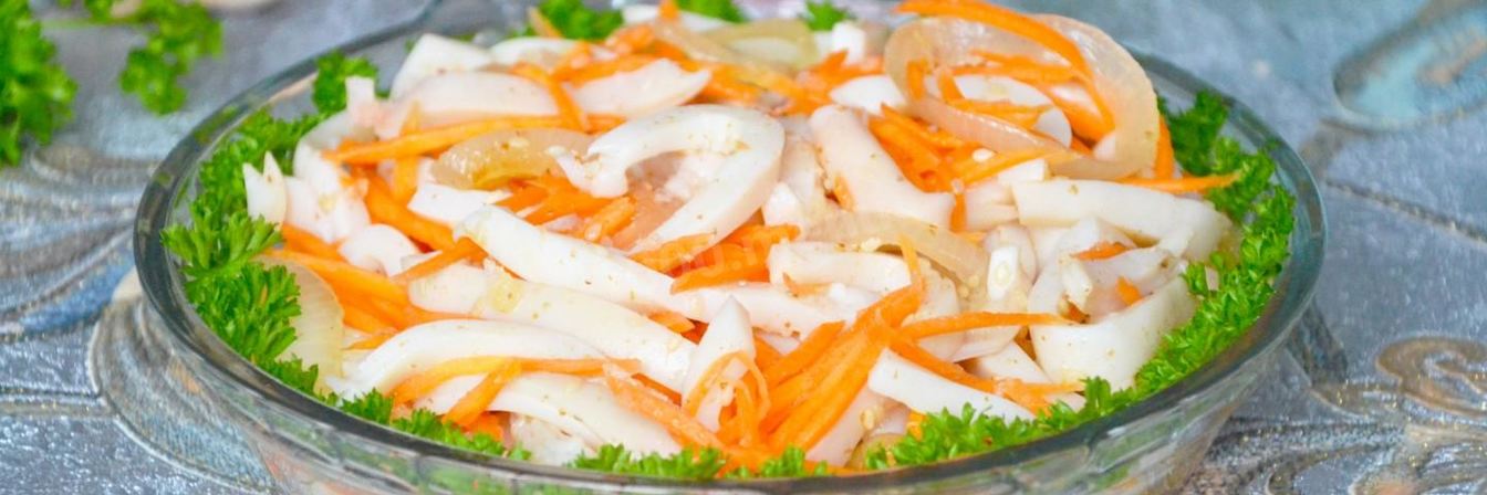 Кальмары по-корейски с морковью маринованные