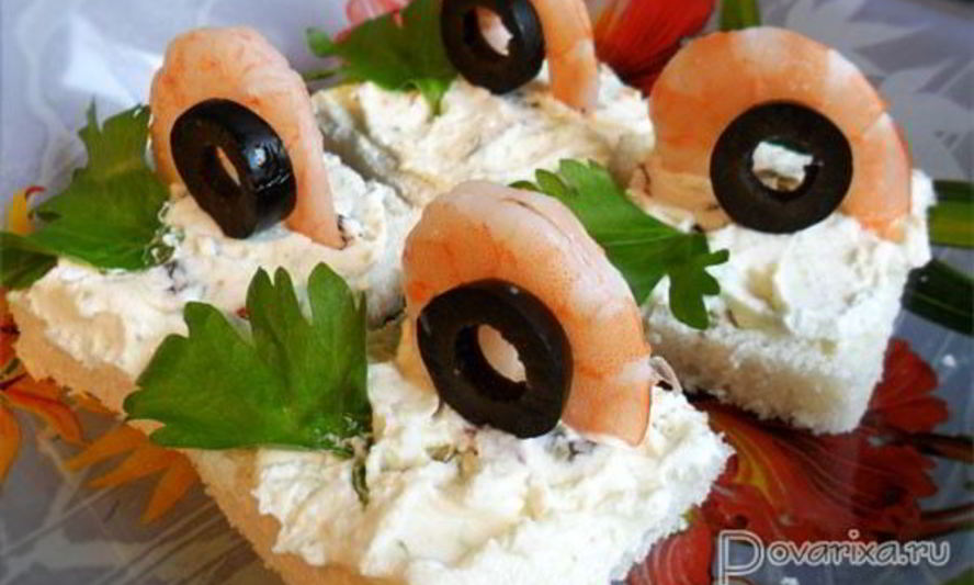 Рецепт канапе с креветками