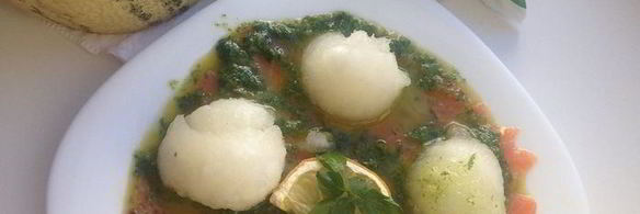 карпаччо из форели с дыней, моцареллой и мятным песто