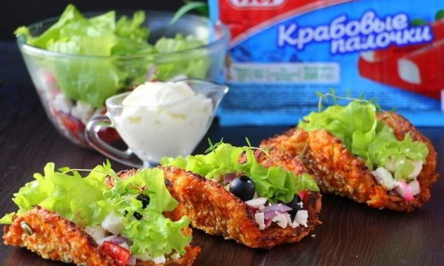 Рецепт морковных такос с крабовым салатом