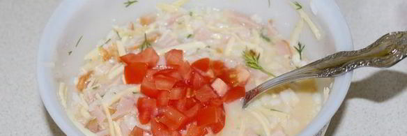 фриттата с копченой куринной грудкой и рисом