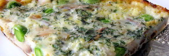 фриттата с копченой скумбрией и зеленым горошком