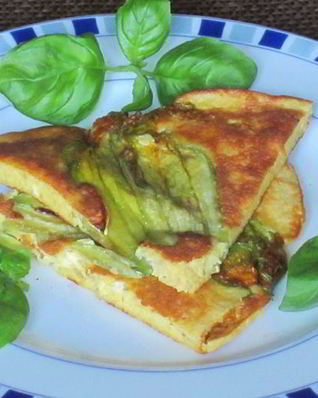 Фриттата с цветками цукини