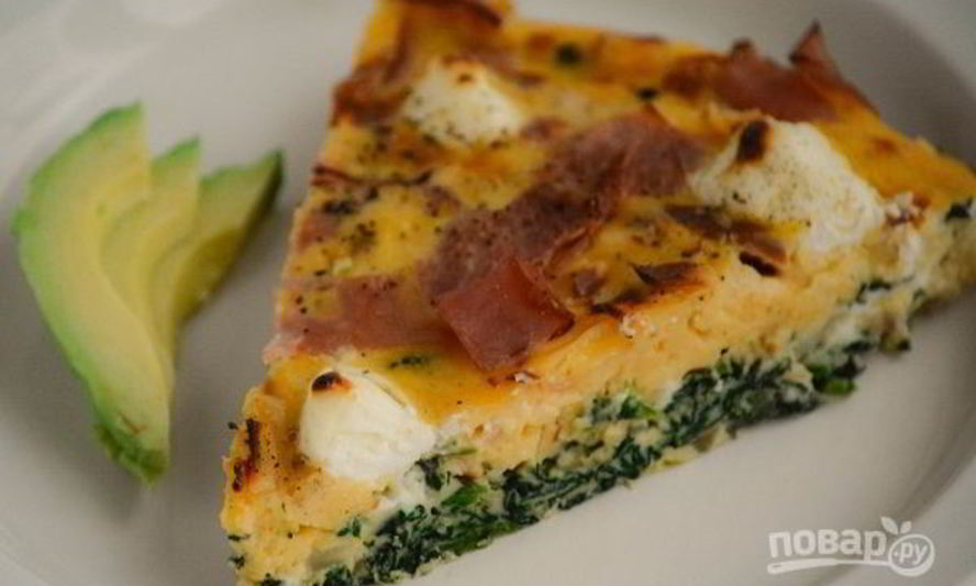 Рецепт фриттаты с ветчиной, шпинатом и сыром