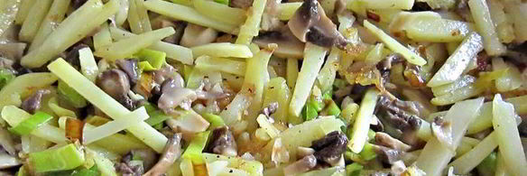 грибная фриттата с картофелем и луком-пореем