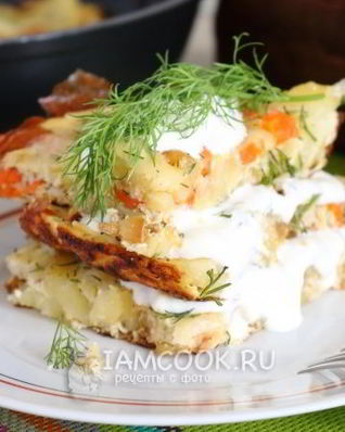 Омлет с картошкой на сковороде