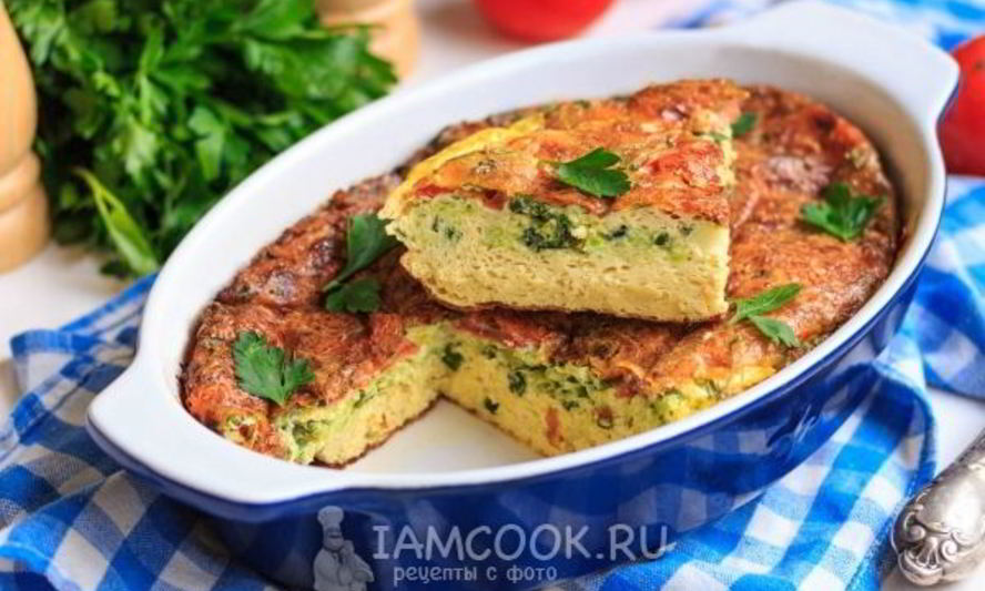Рецепт омлета с помидорами, кабачками и сыром в духовке