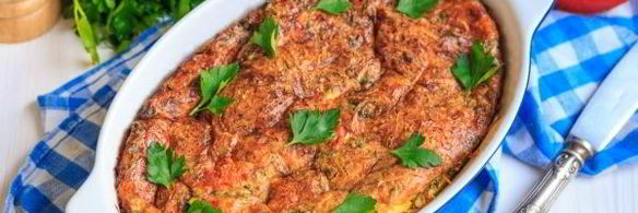 омлет с помидорами, кабачками и сыром в духовке