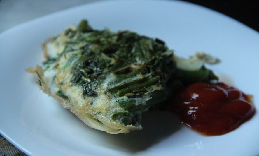 Рецепт омлета со стручковой фасолью и луком