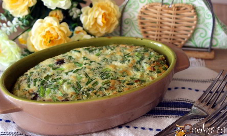 Рецепт зеленого омлета с брокколи, шампиньонами и кускусом