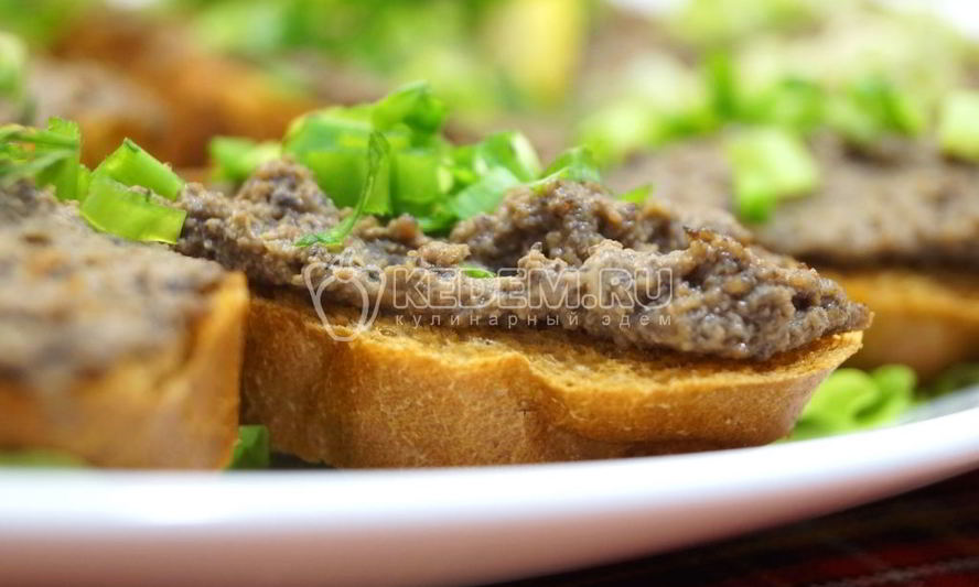 Рецепт паштета из куриной печени с грибами