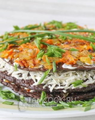 Печеночный торт из свиной печени