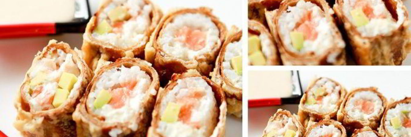 Горячий ролл — Росу Драгон маки с цитрусовым соусом спайс