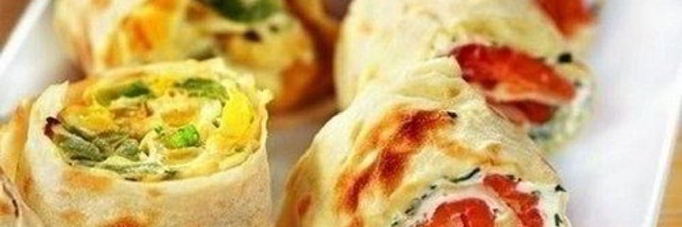 Роллы из лаваша с красной рыбой и ветчиной