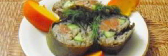 роллы с виноградными листьями