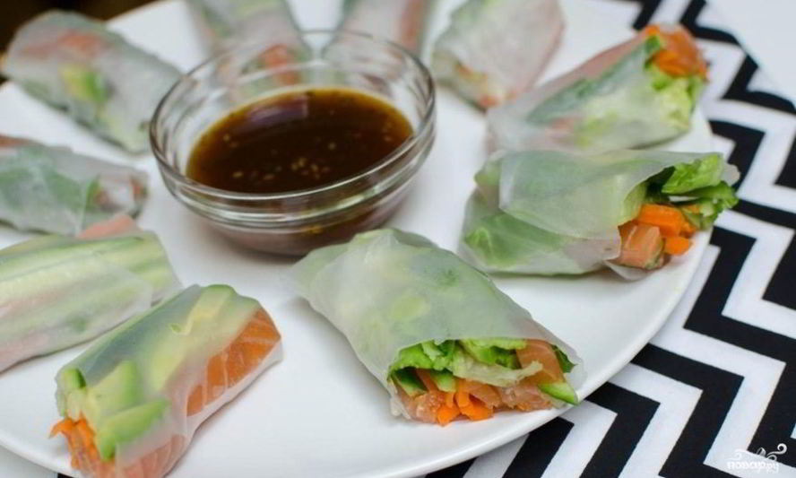 Рецепт спринга-роллов с лососем