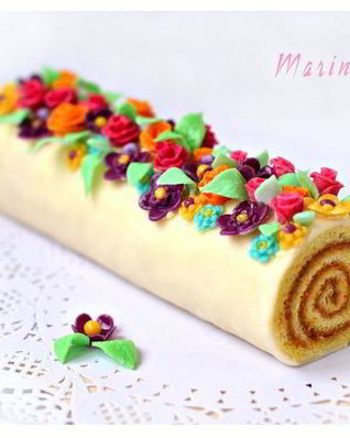 Бисквитно-карамельный рулет Радуга самоцветов