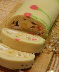 Бисквитный рулет с бананами