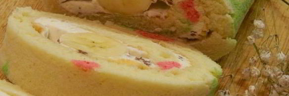 бисквитный рулет с бананами