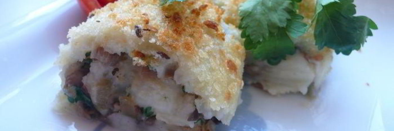 Картофельный рулет с грибами