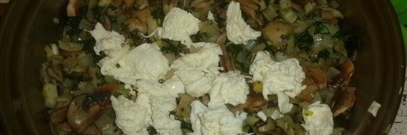 куриный рулет со шпинатной начинкой и грибным соусом