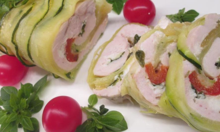 Рецепт куриного рулета в цукини