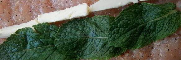 куриный рулетик с мятой и томатно-мятным соусом