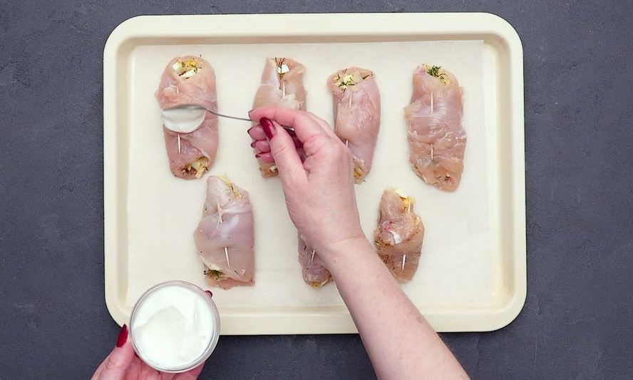 Рецепт куриных рулетиков с начинкой