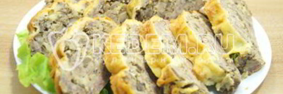 мясной рулет с грибами и сыром новогодний