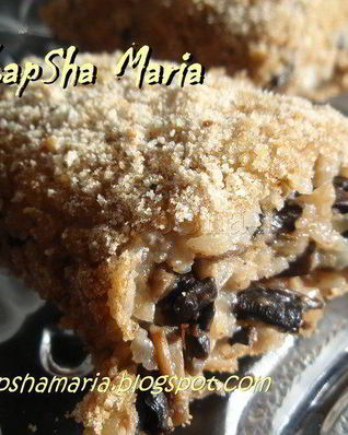 Рулет из гречневых хлопьев с грибами