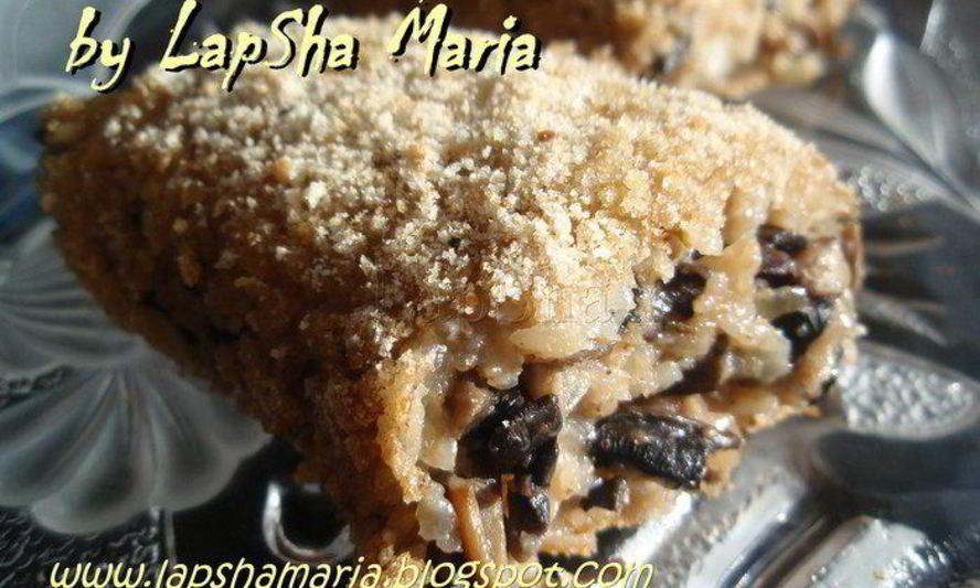 Рецепт рулета из гречневых хлопьев с грибами