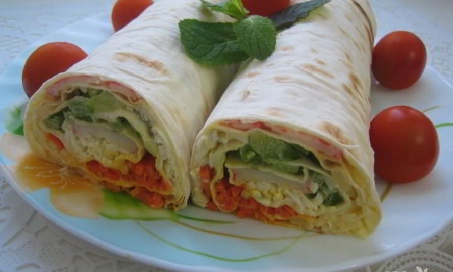 Рецепт рулета из крабовых палочек в лаваше