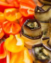 Рулетики из баклажанов с фетой