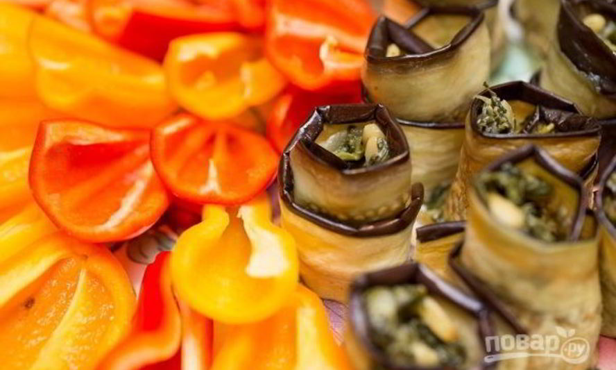 Рецепт рулетиков из баклажанов с фетой