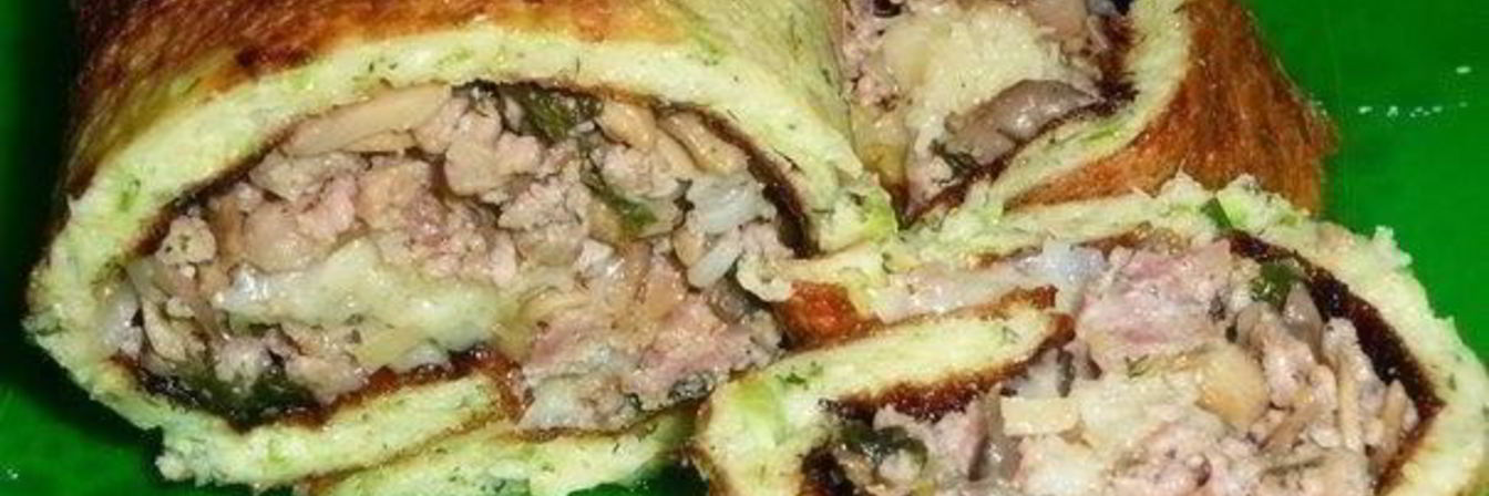Рулетики из кабачков с мясной начинкой