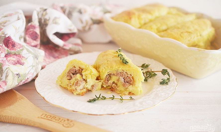 Рецепт рулетиков из картофеля с фаршем