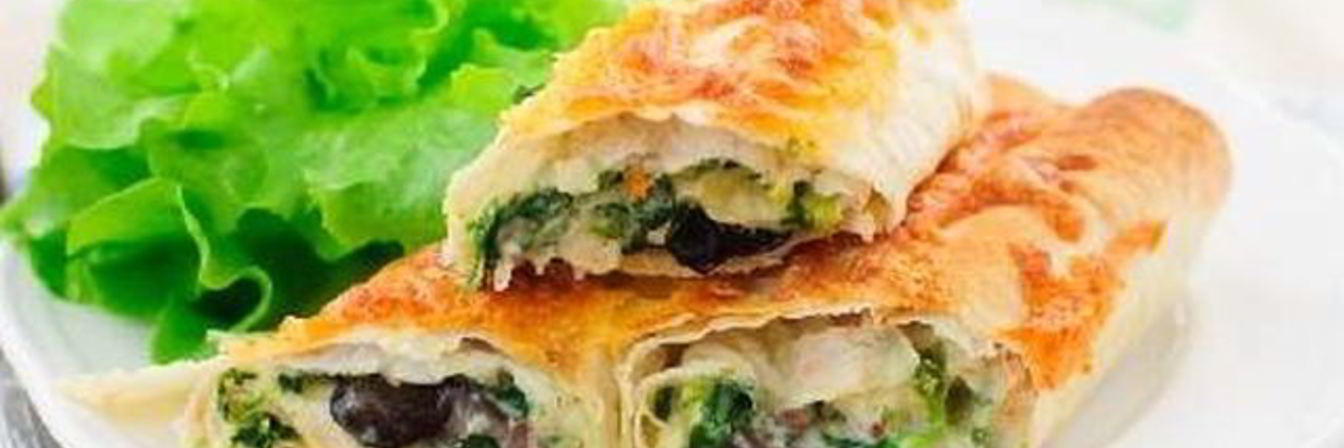 Творожный рулет с грибами