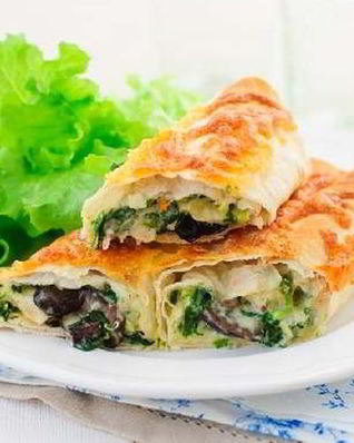 Творожный рулет с грибами